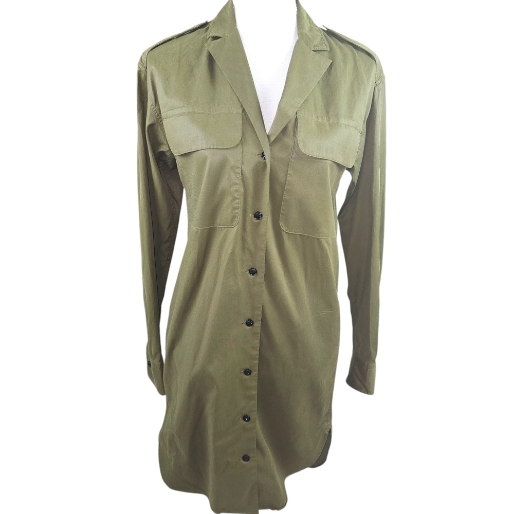 Rag & Bone Mason Olive Green Shirt Dress in Small - Picture 2 of 7